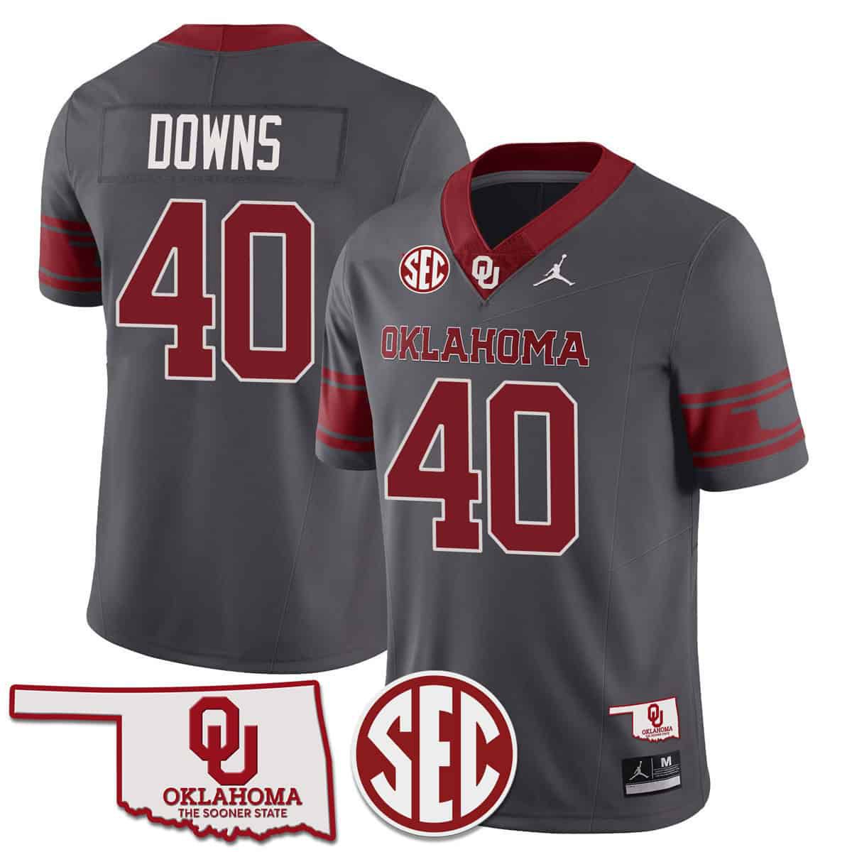Men Oklahoma Sooners #40 Downs Grey 2024 SEC Patch Vapor Premier Limited NCAA Jersey->indianapolis colts->NFL Jersey
